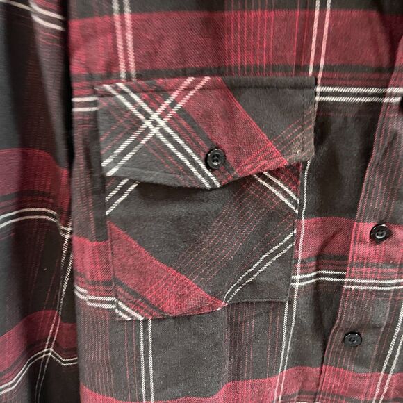 Yago Mens Flannel Shirt LS Red Black Large Button Up - Picture 2 of 7